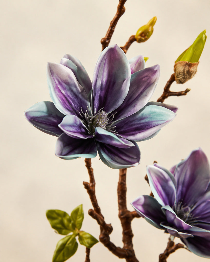 Starry Purple Fabric Artificial Magnolia Branch - 79 cm