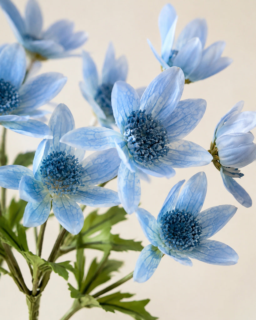 Light Blue Plastic, PVC & Soft Rubber Artificial Dandelion Spray - 65 cm