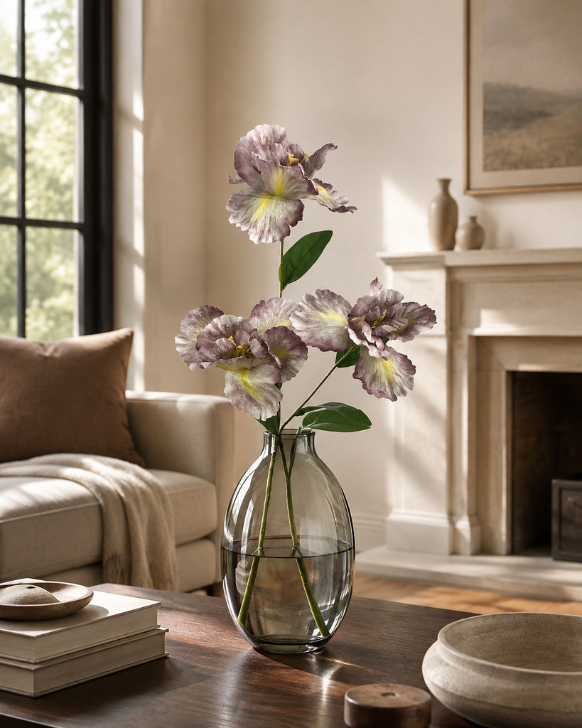 Coffee Brown Artificial Large Iris Spray - 88 cm