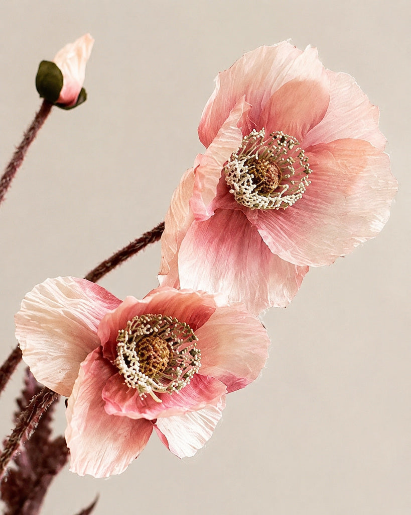 Dusty Rose Artificial Autumn Coral Floral Stem - 60 cm
