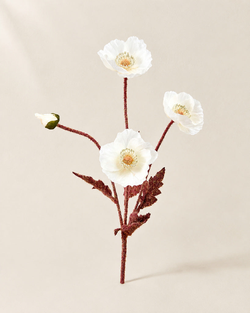 Ivory White Artificial Autumn Coral Floral Stem - 60 cm