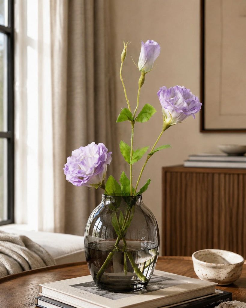 Light Purple Plastic Artificial Lisianthus Spray - 70 cm