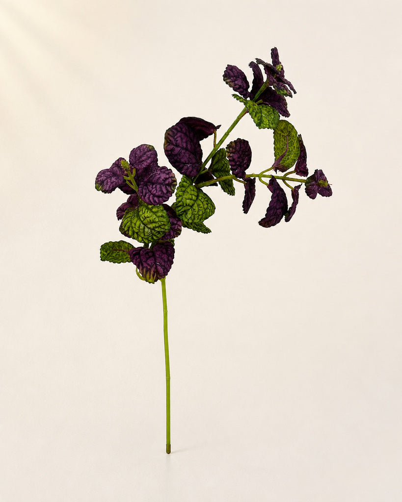Green Purple Artificial Mint Leaf Greenery Spray - 40 cm