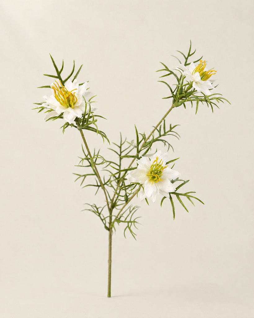 White Fabric Artificial Nigella Spray - 69 cm