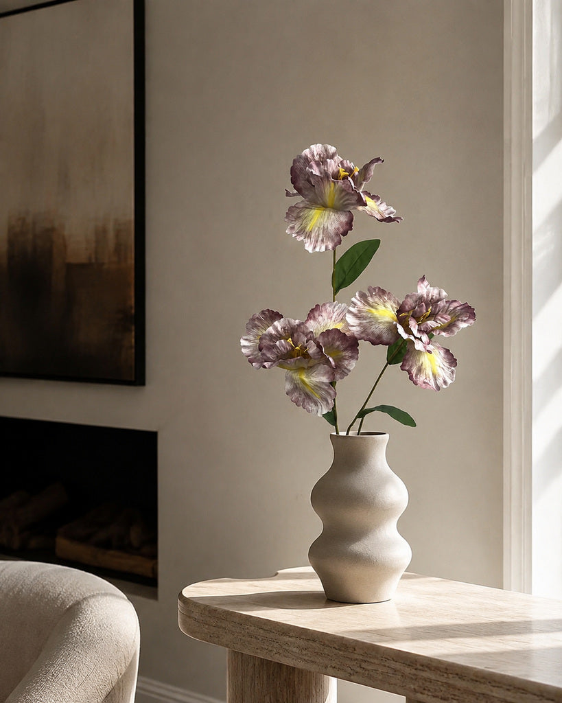 Coffee Brown Artificial Large Iris Spray - 88 cm