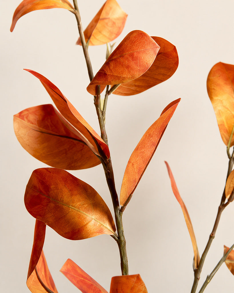 Orange Brown Artificial Crape Myrtle Leaf Branch - 116 cm