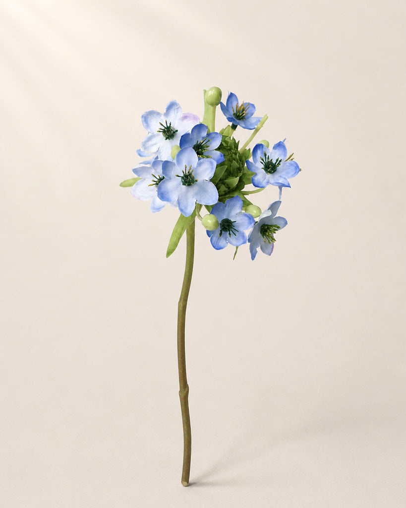 Blue Fabric Artificial Flower Stem - 64 cm