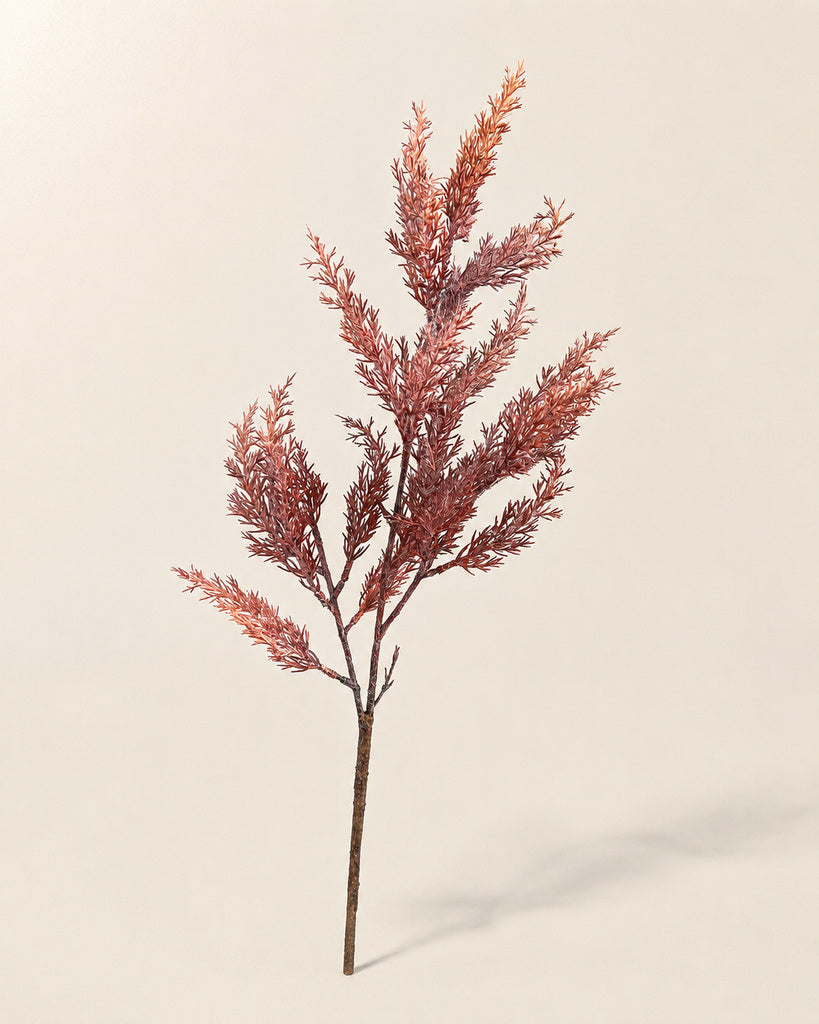 Burgundy Artificial Flocked Herb Branch - 79 cm