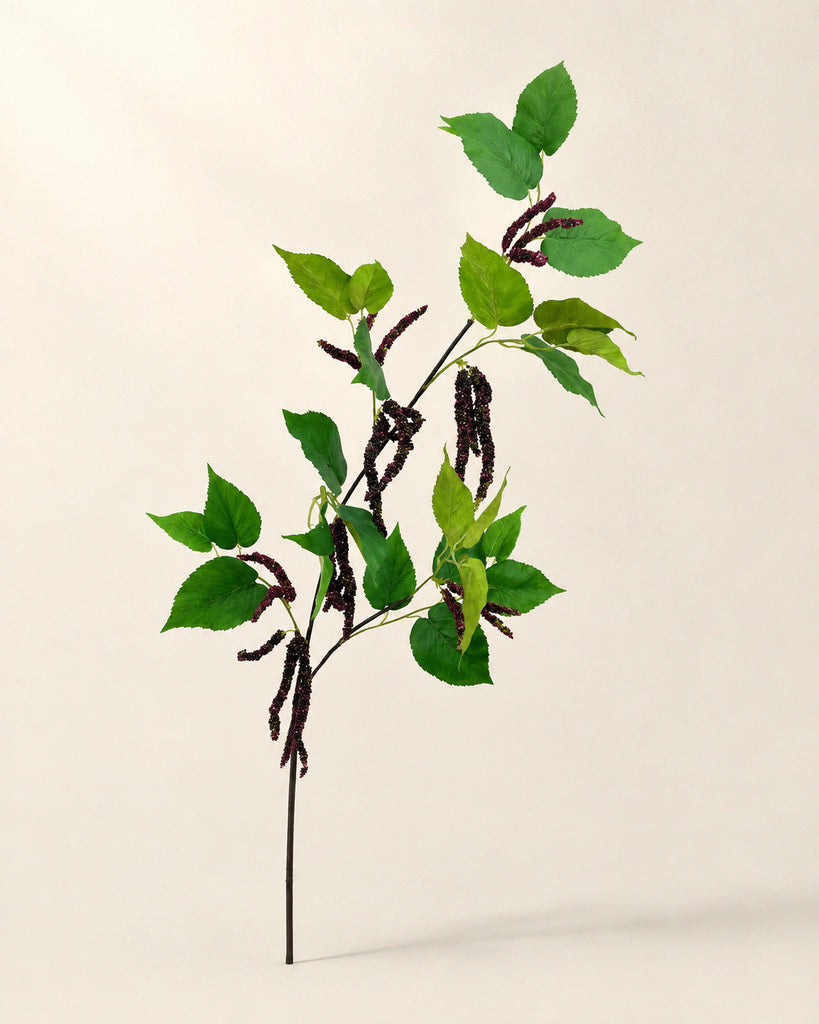 Artificial Mulberry Fruit Branch with Leaves - 110 cm
