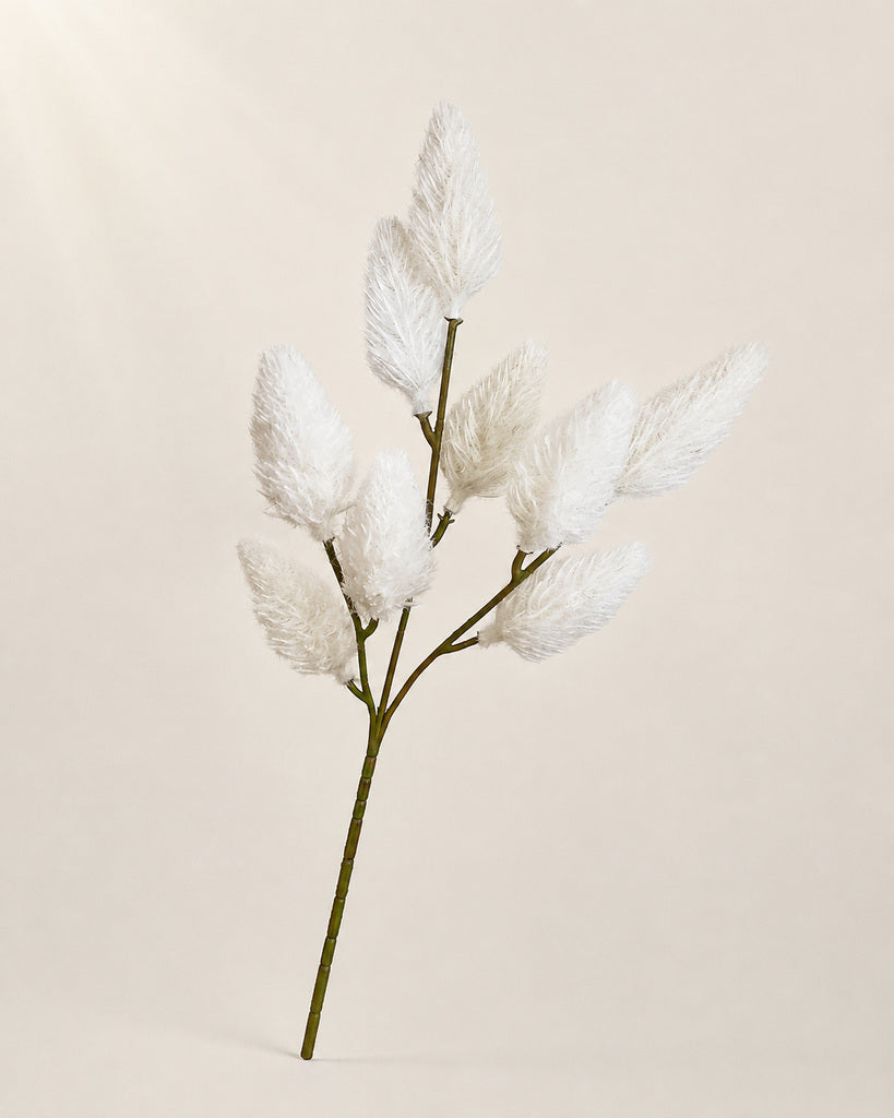 White Artificial Bunny Tail Grass Spray - 46 cm
