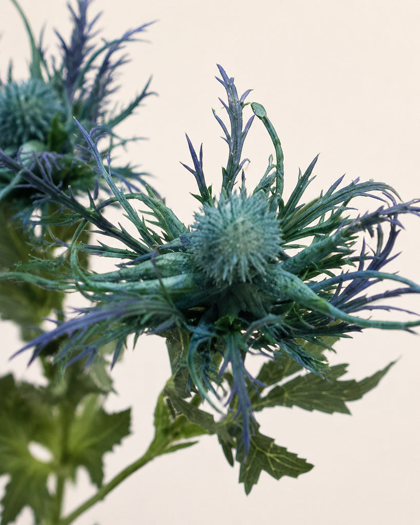 Blue Fabric Artificial Eryngium Spray - 65 cm