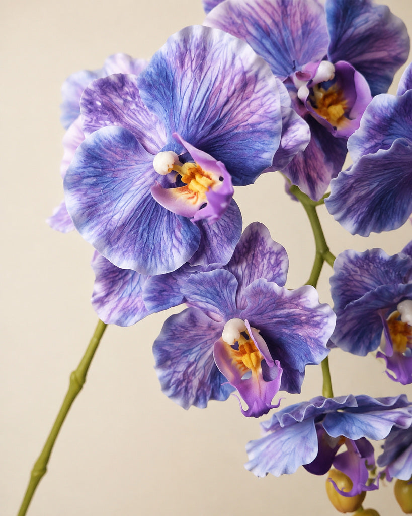 Blue Purple Dream 9-Head Artificial Phalaenopsis Orchid Stem