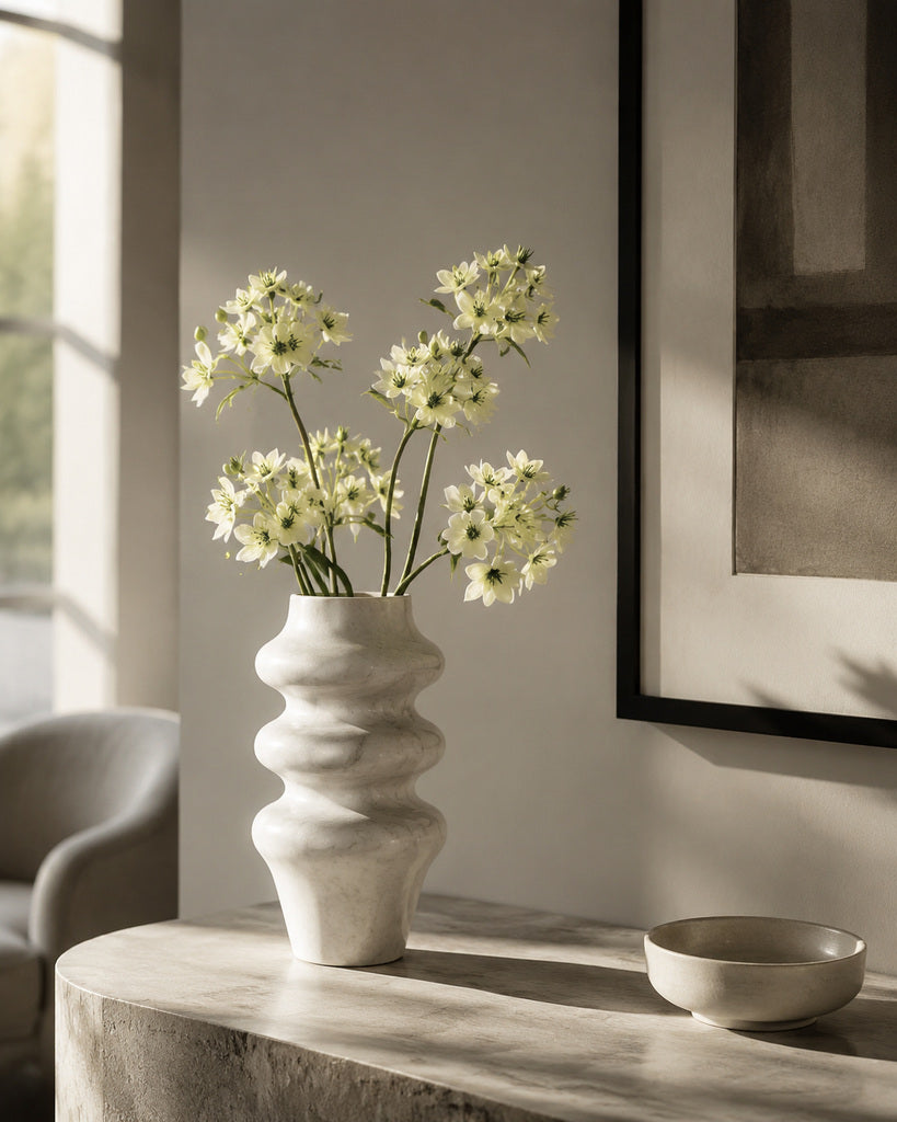 White Fabric Artificial Flower Stem - 64 cm