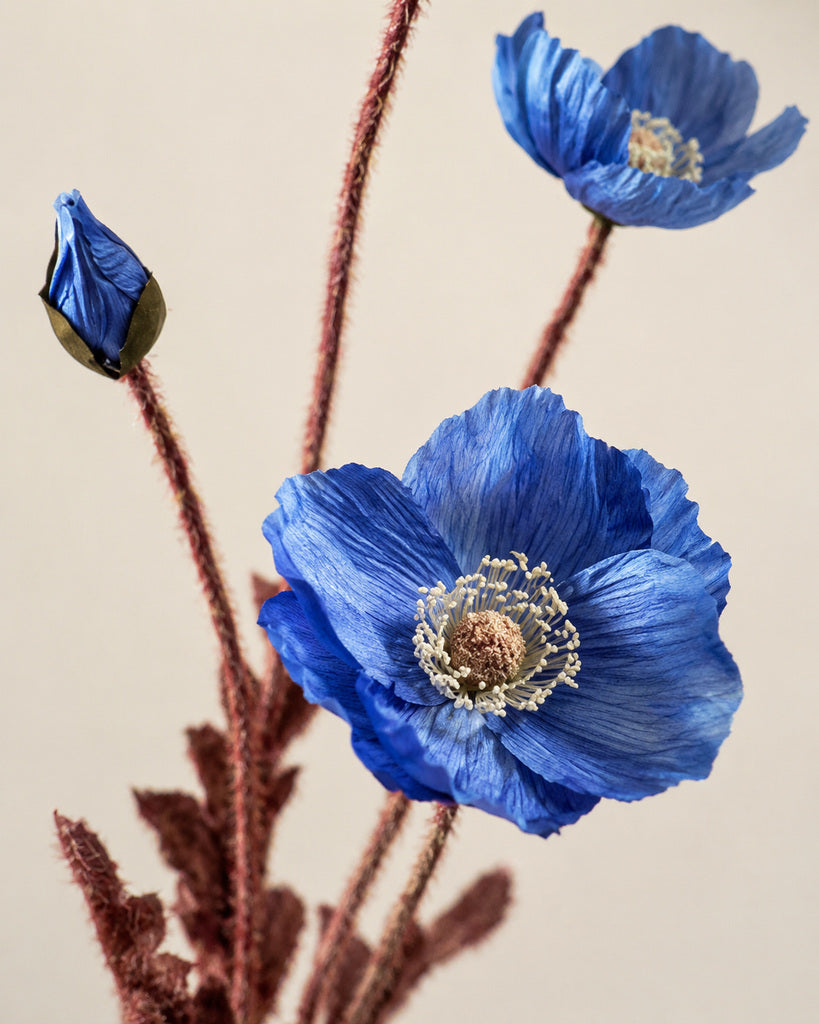 Blue Artificial Autumn Coral Floral Stem - 60 cm