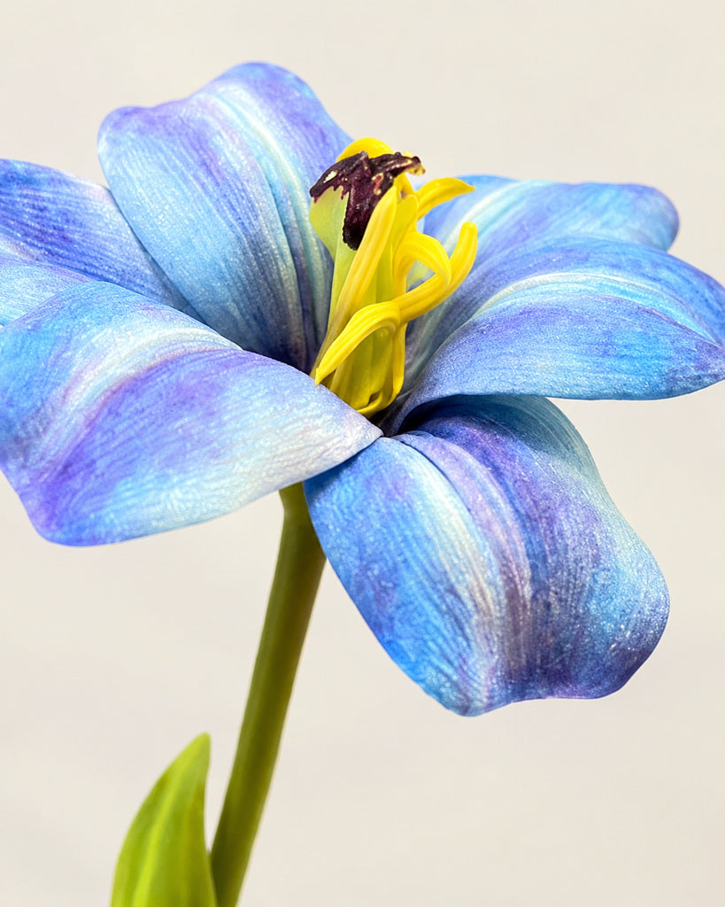 Blue PU Artificial Tulip Stem - 55 cm