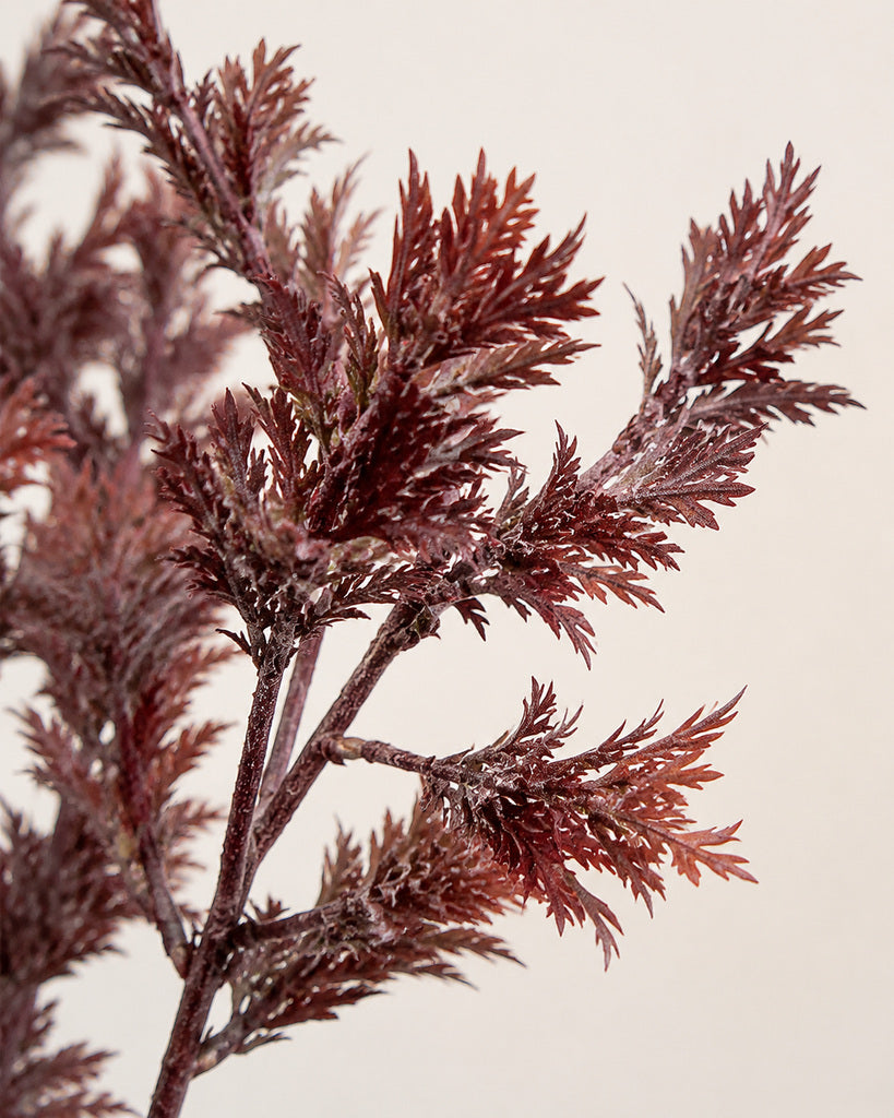 Burgundy Artificial Flocked Herb Branch - 80 cm