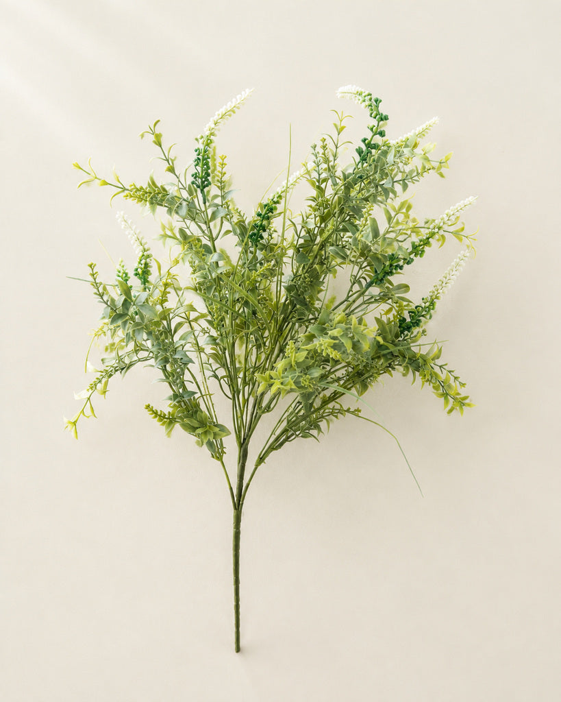 White Green Plastic Artificial Wheat Spike Greenery Bush - 62 cm