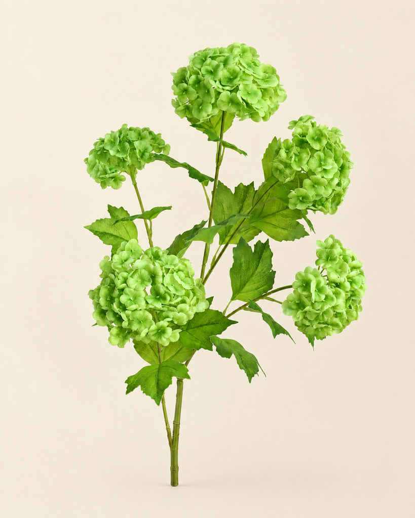 Green 5-Head Soft-Touch Mini Hydrangea Stem - 85 cm