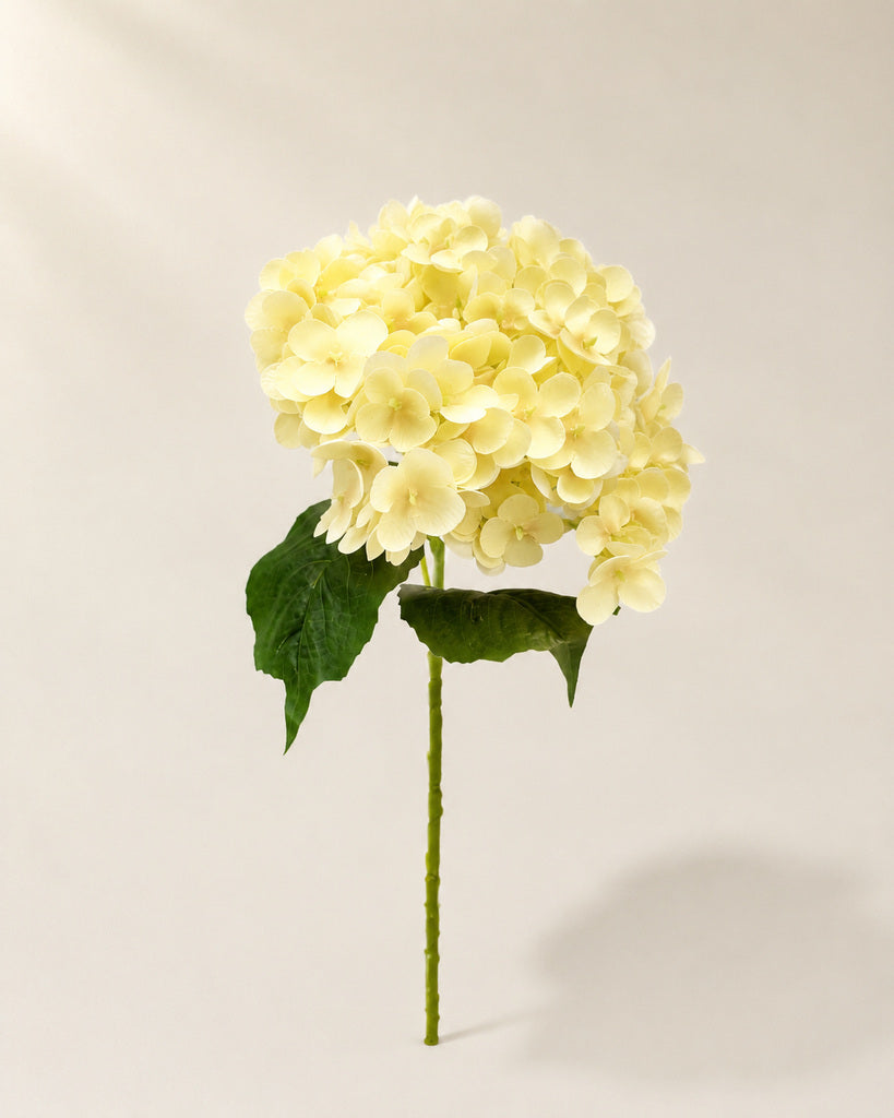 Light Yellow Soft Rubber Artificial Hydrangea Floral Stem - 50 cm