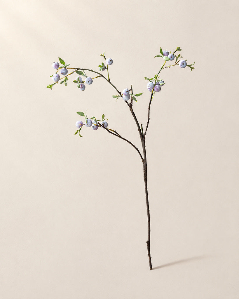 Blue Plastic Artificial Blueberry Branch - 71 cm