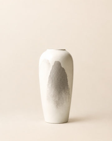Ivory White Gray-Wash Sculptural Vase - 12.3"
