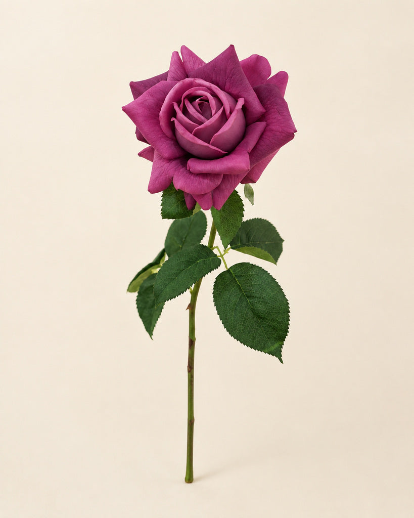 Dark Purple Soft-Touch Artificial Rose Stem - 73 cm
