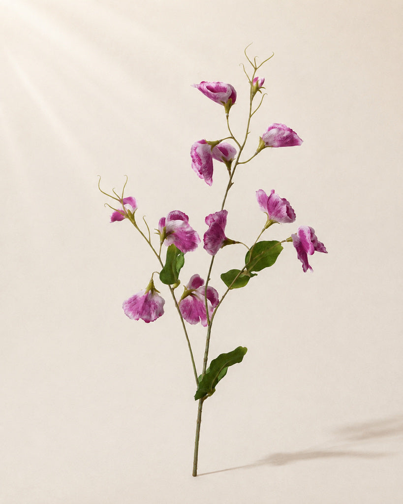 Purple Fabric Artificial Sweet Pea Spray - 73 cm