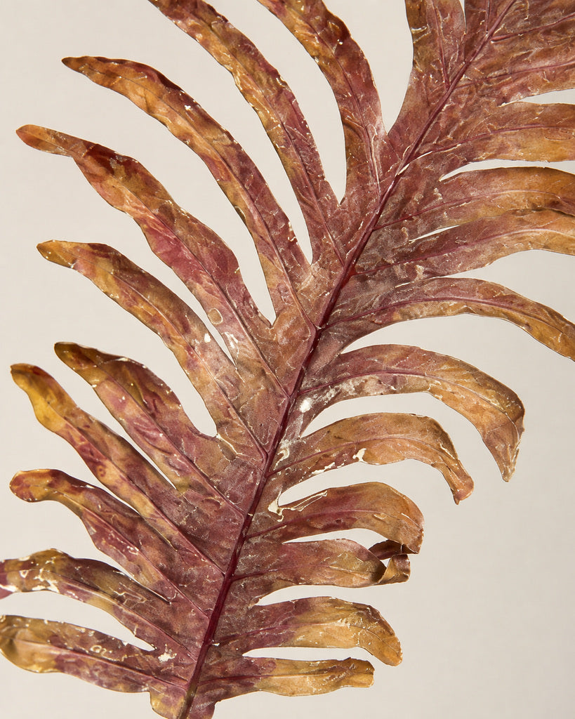 Brown Red Artificial Coated Feather Leaf Stem - 145 cm