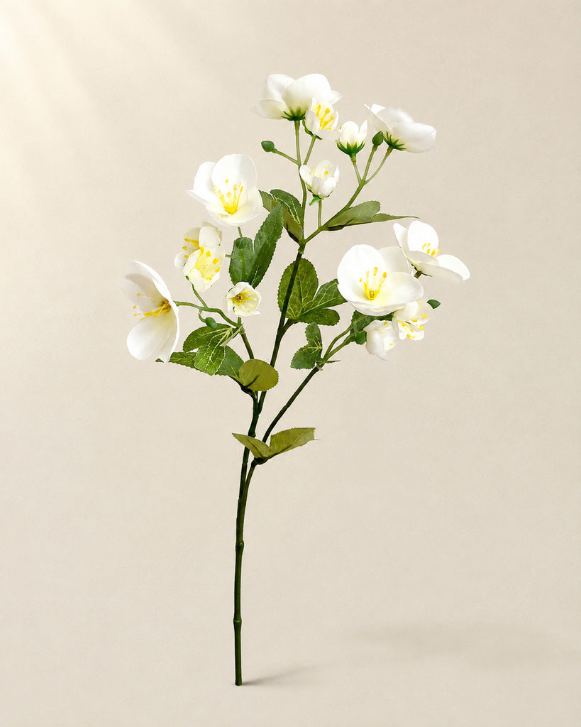 White Artificial Mallow Floral Spray - 55 cm