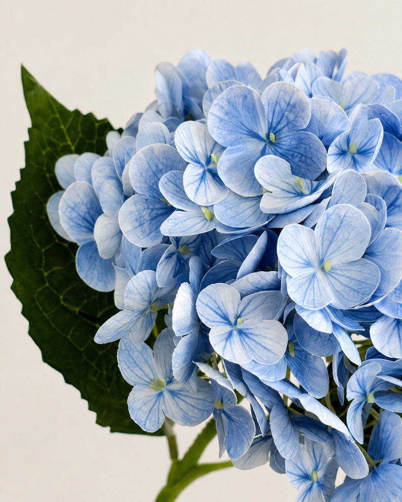 Light Blue Fabric Artificial Hydrangea Stem - 51 cm