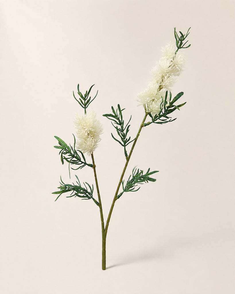 Ivory White Artificial Fluffy Floral Spray - 71 cm