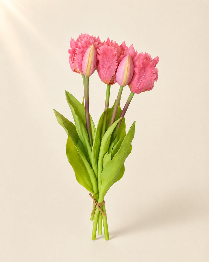 Light Purple Soft Rubber Artificial Parrot Tulip Bouquet - 40 cm