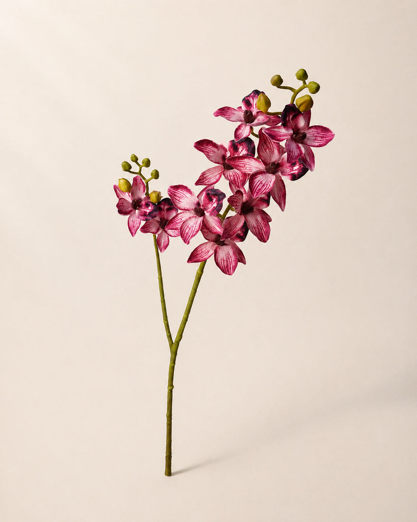 Magenta Nylon Mesh Artificial Chidori Orchid Spray - 87 cm