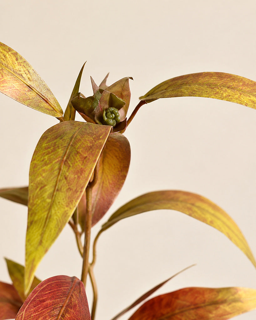Red Yellow Green 3D Artificial Eucalyptus Leaf Branch - 57 cm