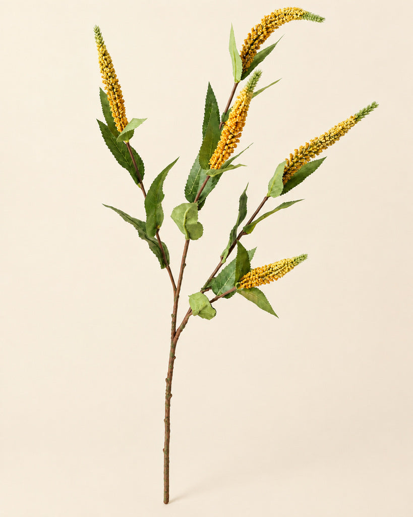 Golden Yellow Plastic and Fabric Lavender Stem - 72 cm