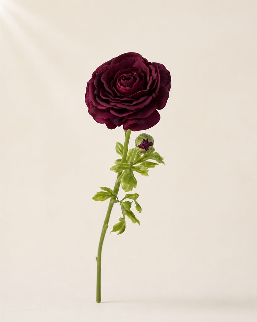 Burgundy Soft Rubber & Fabric Artificial Peony Stem - 55 cm