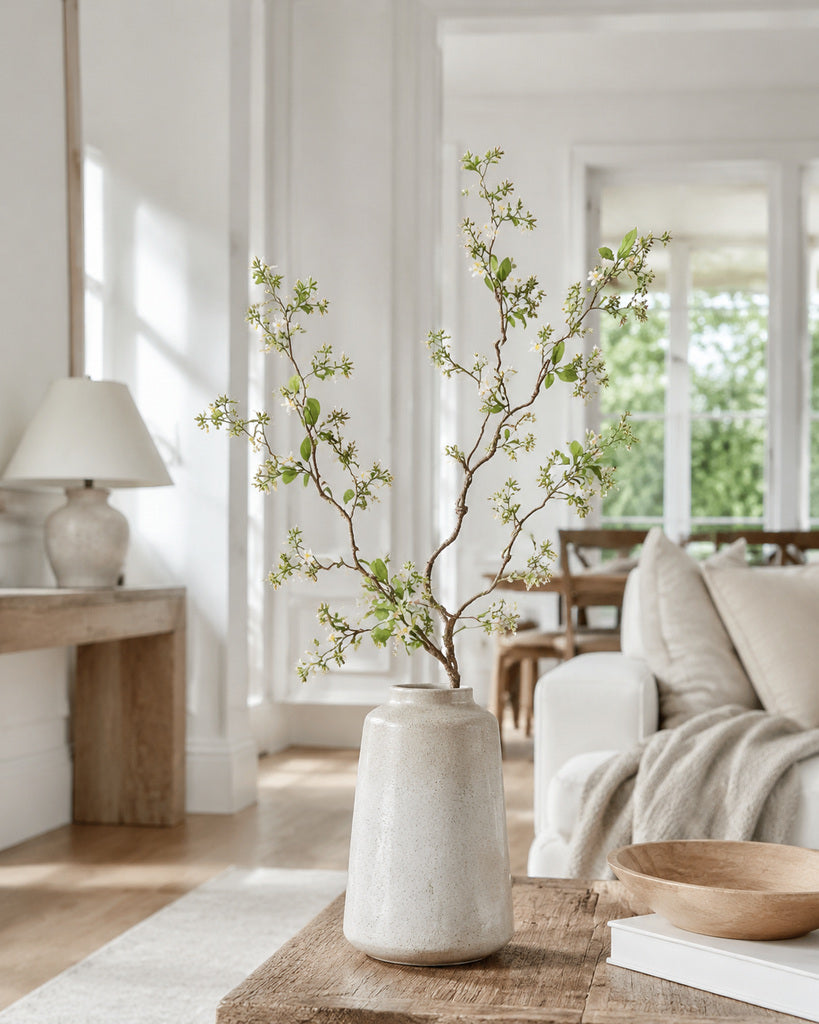 White Fabric Artificial Wild Daisy Branch - 92 cm