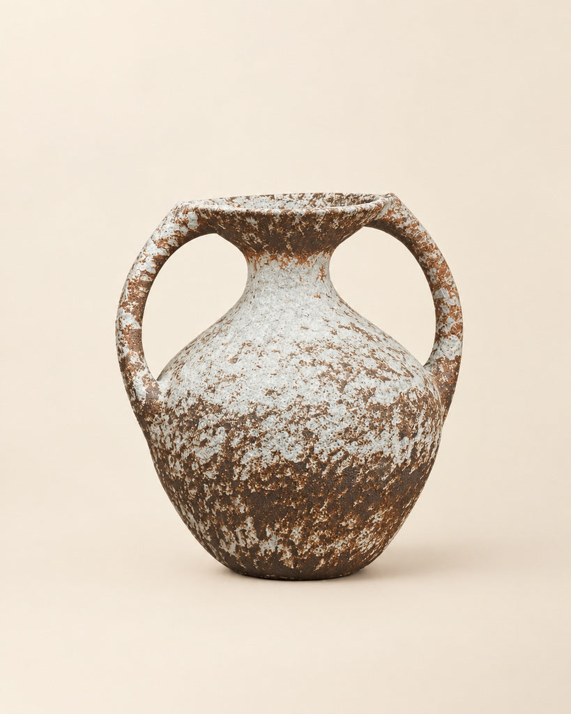 Distressed Frost White Double-Handle Vase - 9.3"