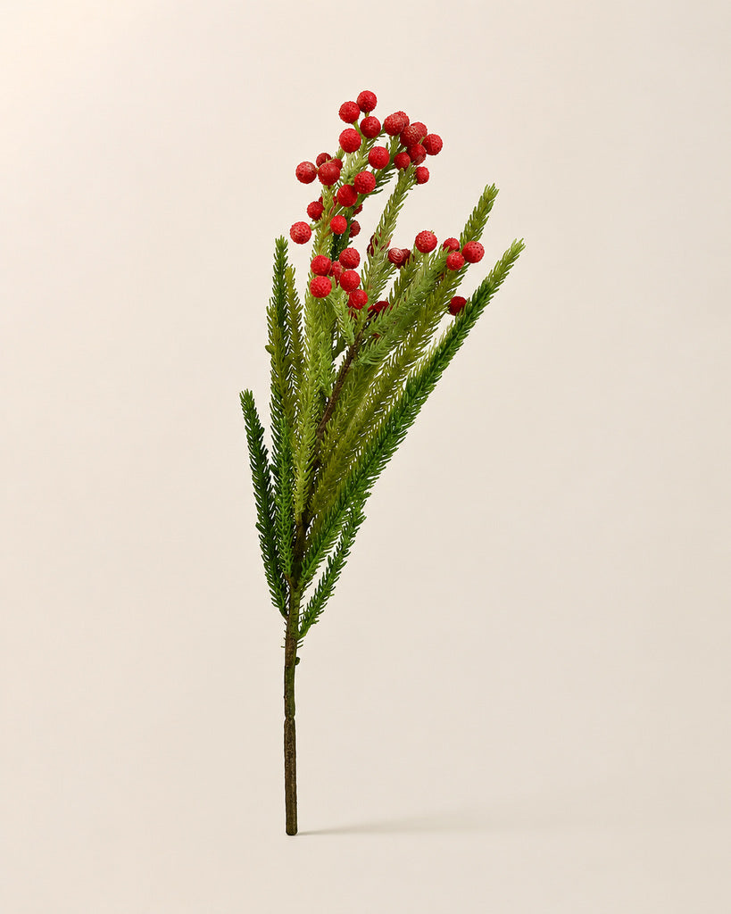 Red Artificial Coral Berry Branch - 54 cm