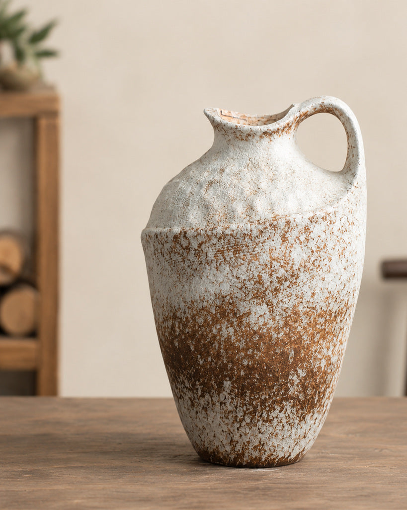 Distressed Frost White Single-Handle Tall Vase - 13.8"
