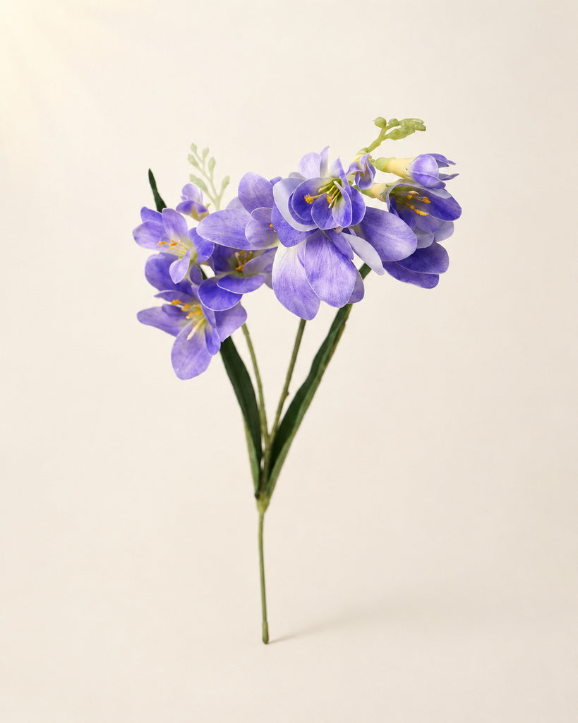 Blue Film-Texture Artificial Freesia Stem - 63 cm