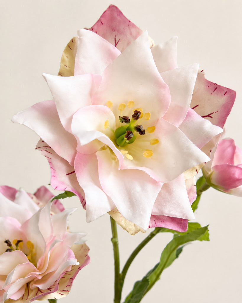Pink White Artificial Clematis Floral Stem - 66 cm