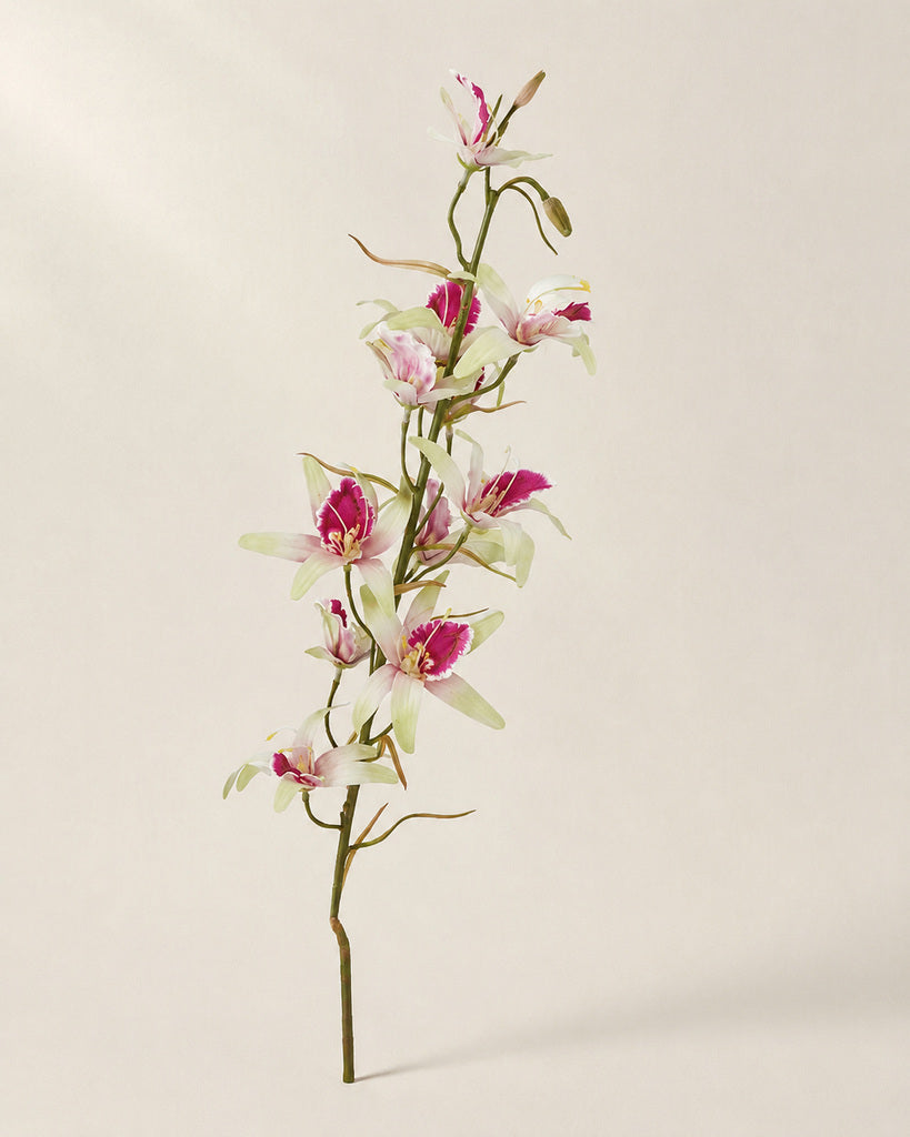 Purple Fabric Artificial Australian Dendrobium Orchid Stem - 80 cm