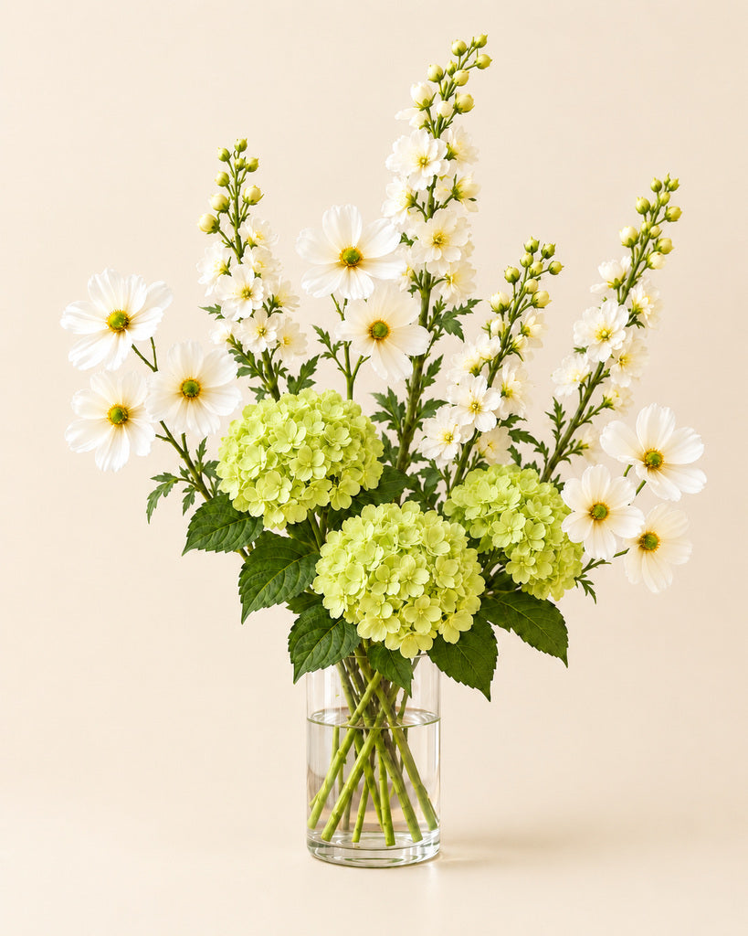 White & Green Garden Faux Flower Bundle