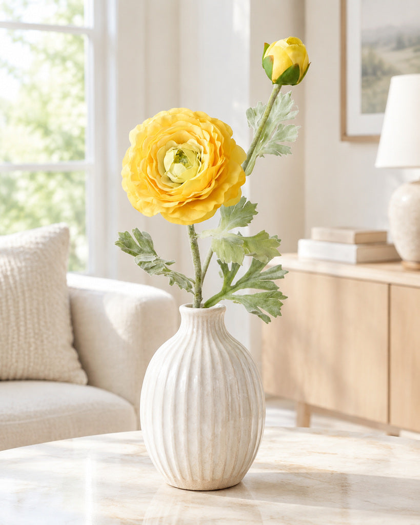 Yellow Artificial Ranunculus Stem - 62cm