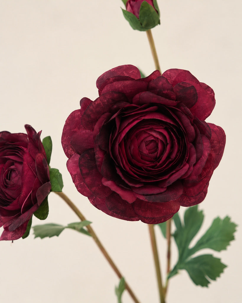 Magenta Fabric Artificial Ranunculus Spray - 70 cm