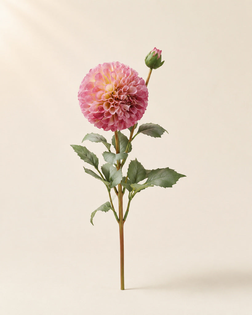 Purple 2-Head Fabric Artificial Dahlia Stem - 80 cm