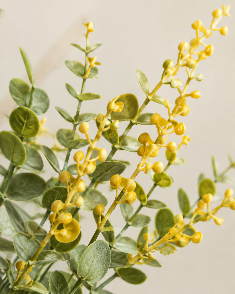 Orange Yellow Plastic Artificial Eucalyptus Berry Greenery Bush - 64 cm