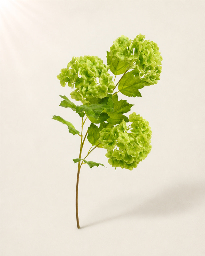 Green Plastic Artificial Snowball Flower Branch - 68 cm