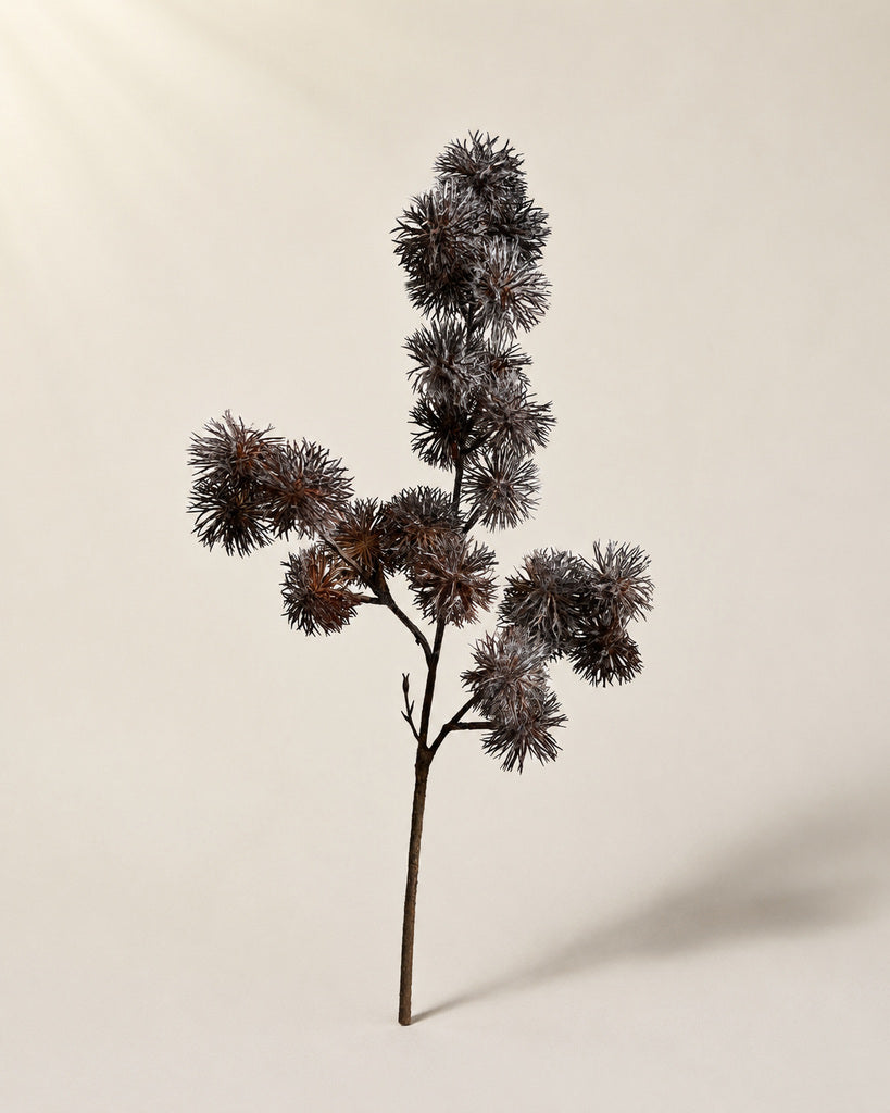Black Brown Artificial Flocked Allium Spray - 70 cm